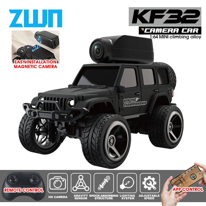 Photography Lighting Description - KF32 1:64 RCミニクライミング合金ビデオカー、LEDライトとHDカメラ付き、ラジコンカーのおもちゃ、子供への最高の贈り物