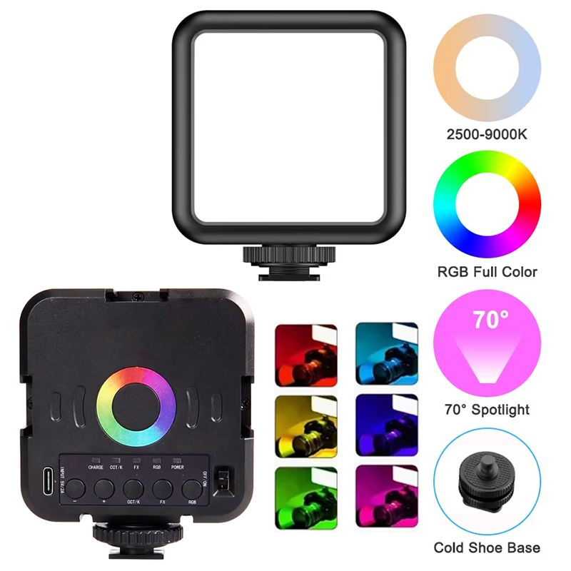 Photography Lighting Handheld - ポータブルW70RGB LEDフルカラーRGB LEDビデオライト、演色性95以上、2500-9000K、800ルクス、写真撮影用ミニ自撮りライト、補助照明、充電式。