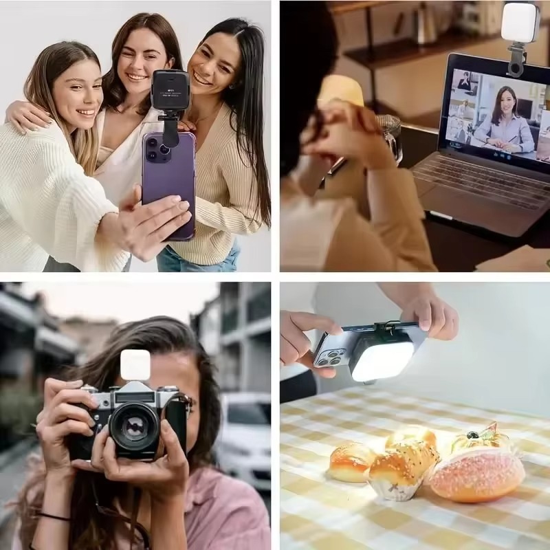 Photography Lighting Meter - 携帯用クリップ式スマートフォン用リングライト。USB充電式で、10段階の明るさ調整が可能。ライブ配信や写真撮影に最適な補助照明。
