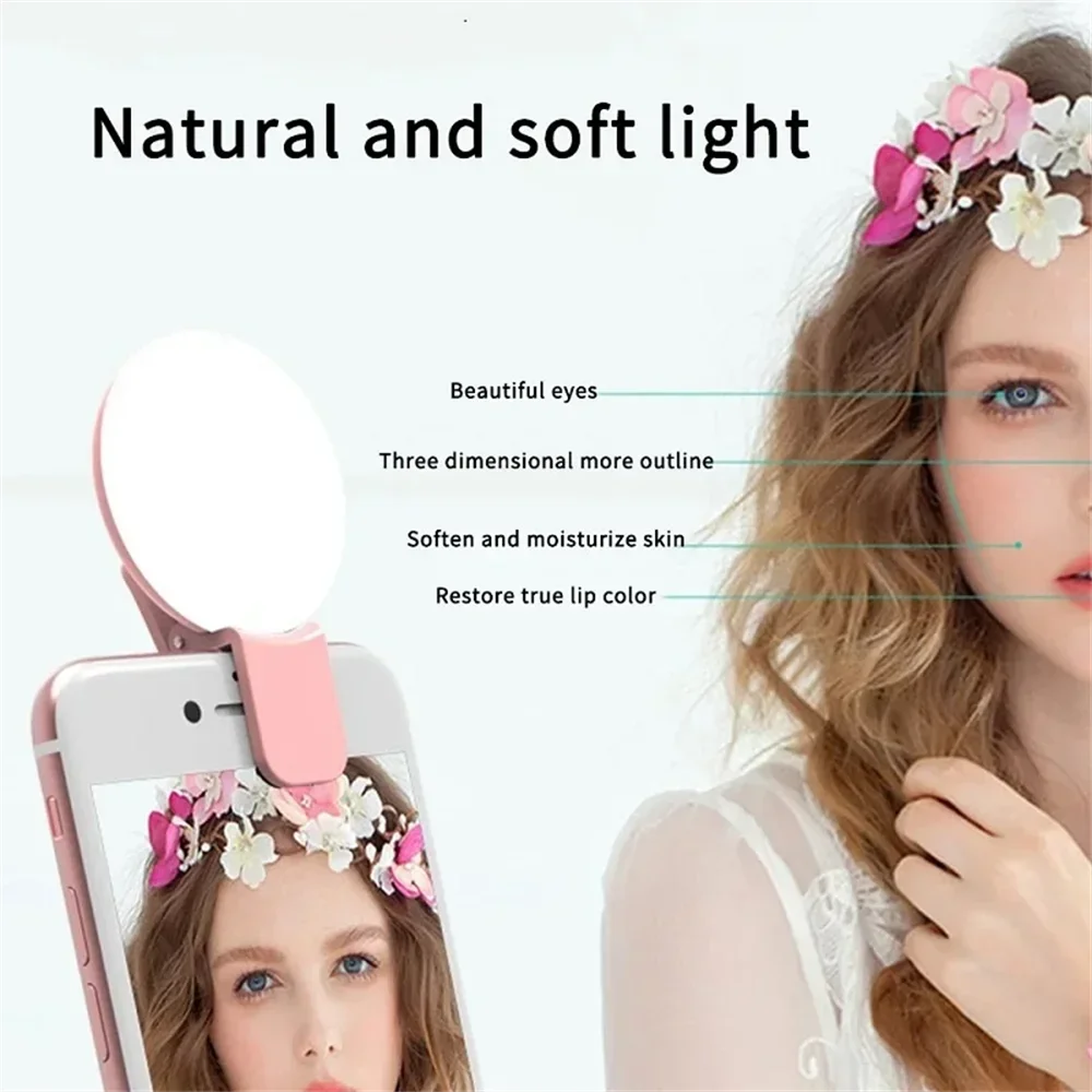 小型ポータブル自撮り用リングライト、LEDランプ、USB充電 - Photography Mobile Lighting のレビューと価格